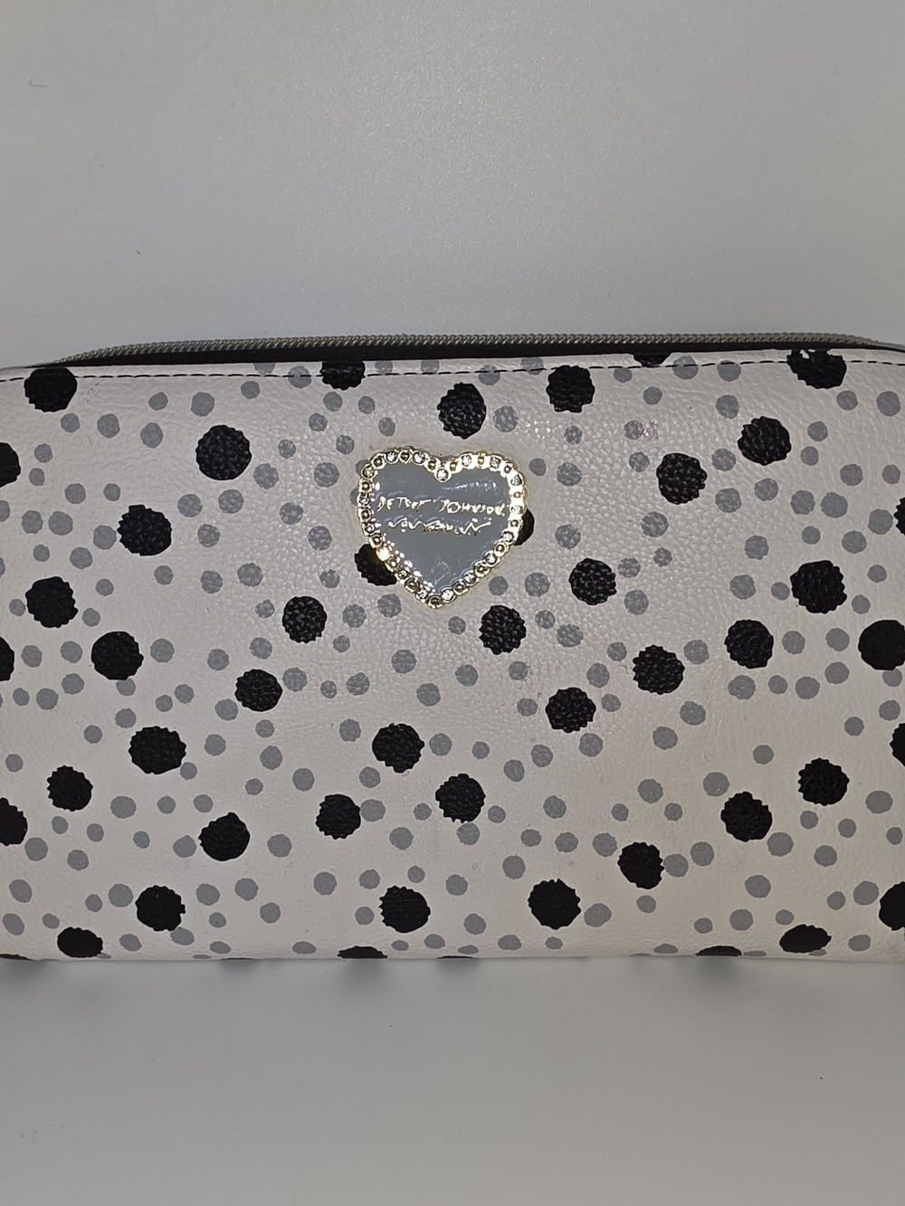 Betsy Johnson Polka Dot Heart Accent Wallet - White/Black